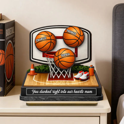 Personalized 2-Layer Wooden Plaque Basketball Hoop Scene for Mom, We Scored the Best Mom, Unique Sports Mom Gift