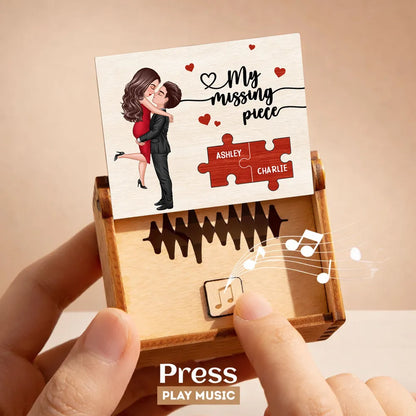 Personalized Wooden Music Box With Couple Kissing Illustration Romantic Keepsake Gift For Him Or Her