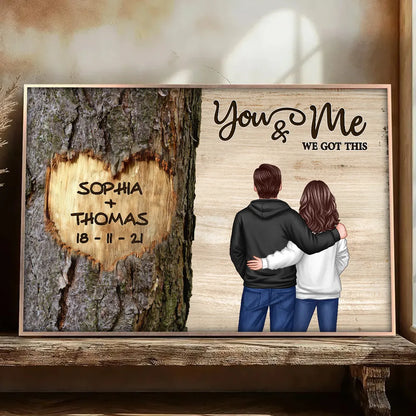 Personalized Couple Back View Poster, You & Me We Got This Tree Heart Wall Art, Unique Romantic Gift for Him or Her