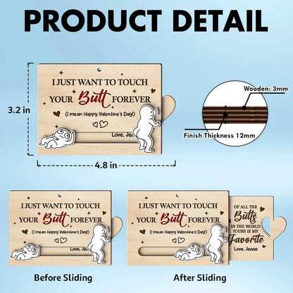Personalized Wooden Sliding Ornament Funny Butt Quote for Couples - Unique Valentine's Day Gift for Him or Her