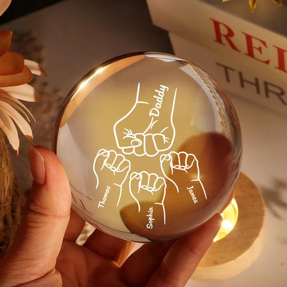 Globe Lamp with Daddy Fist Bump Design, Personalized Keepsake Night Light, Heartwarming Gift for Dad
