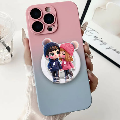 Kissing Couple Acrylic Magnetic Phone Grip, Personalized Cute Cartoon Style, Sweet Everyday Reminder, Unique Gift for Couples