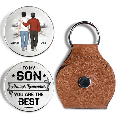 To My Son Pocket Hug, Custom Love Token with Back View Illustration, Unique Gift from Dad