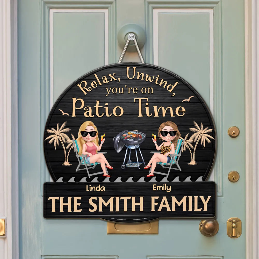 Relax, Unwind Patio Time Wooden Sign, Custom Tropical Grill Decor, Creative Gift for Homeowners