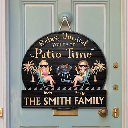 Relax, Unwind Patio Time Wooden Sign, Custom Tropical Grill Decor, Creative Gift for Homeowners