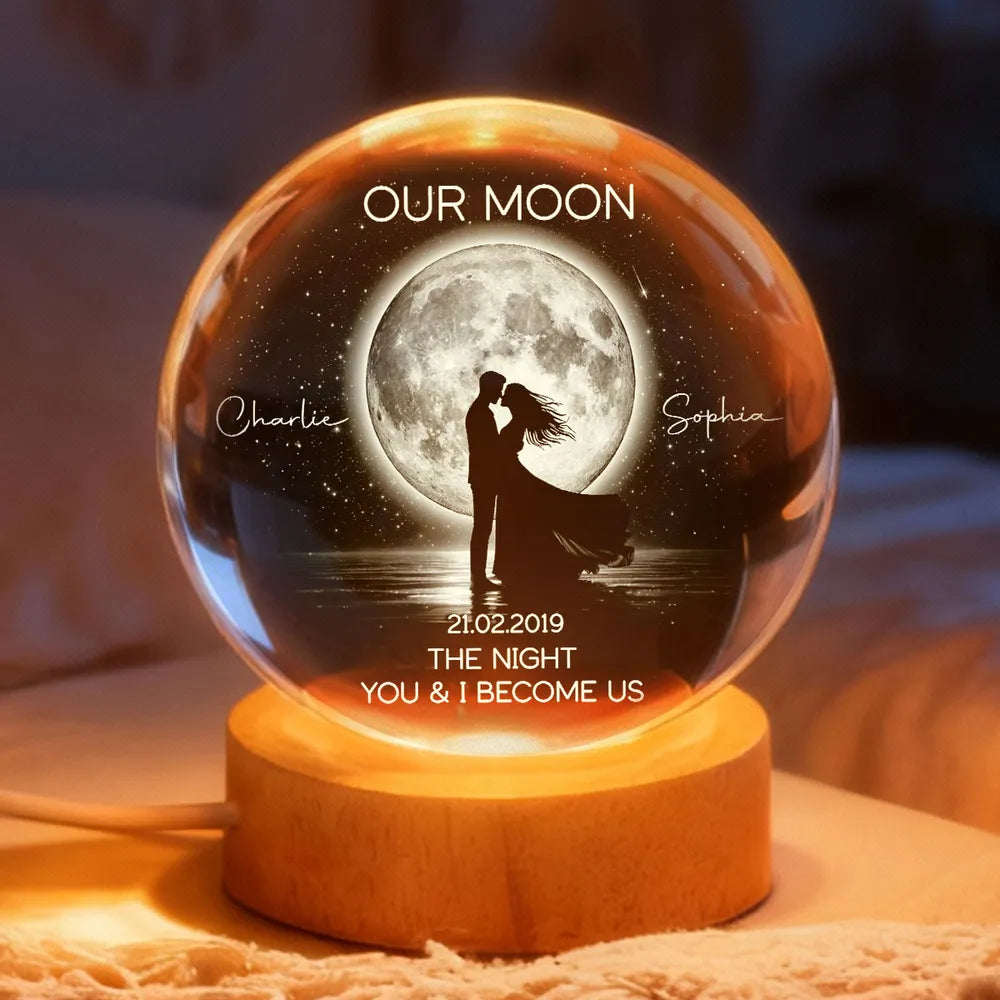 Custom LED Light Frame with Our Moon Quote, Soft Glow Creative Gift for Partner & Anniversary Memory