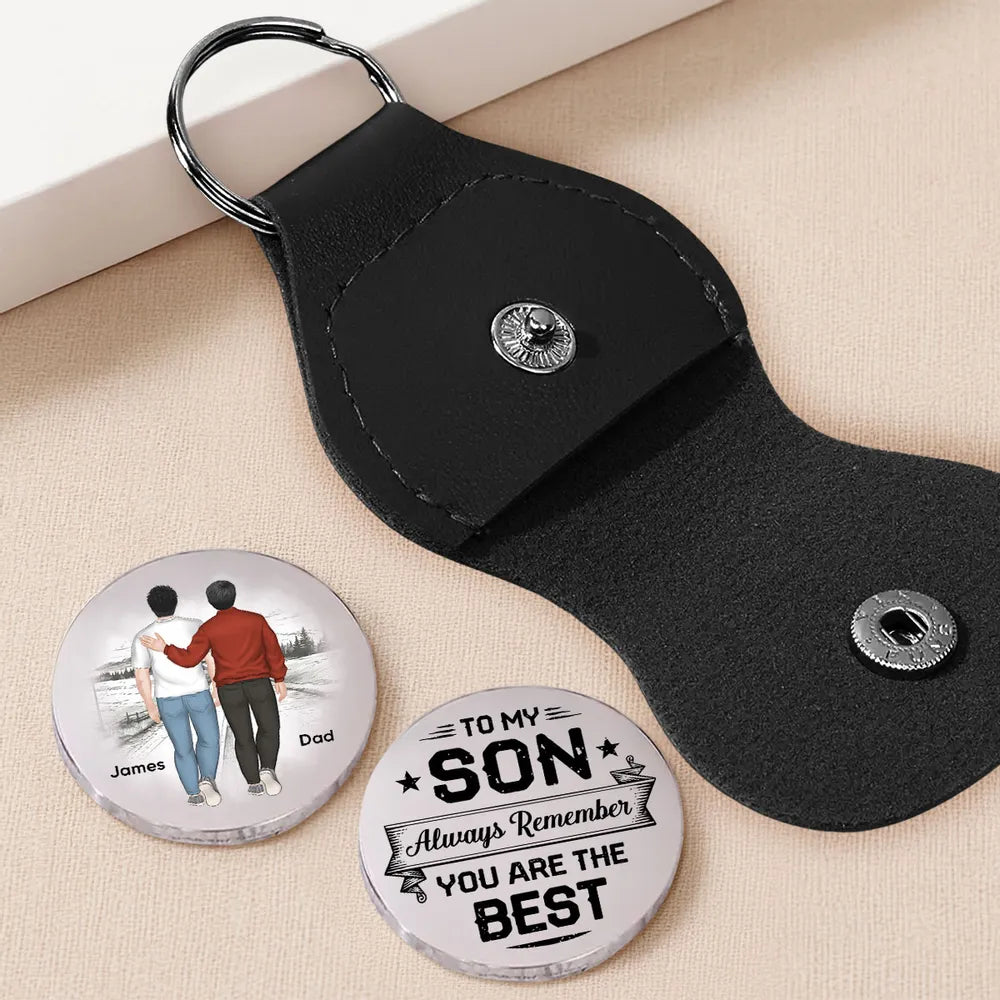 To My Son Pocket Hug, Custom Love Token with Back View Illustration, Unique Gift from Dad