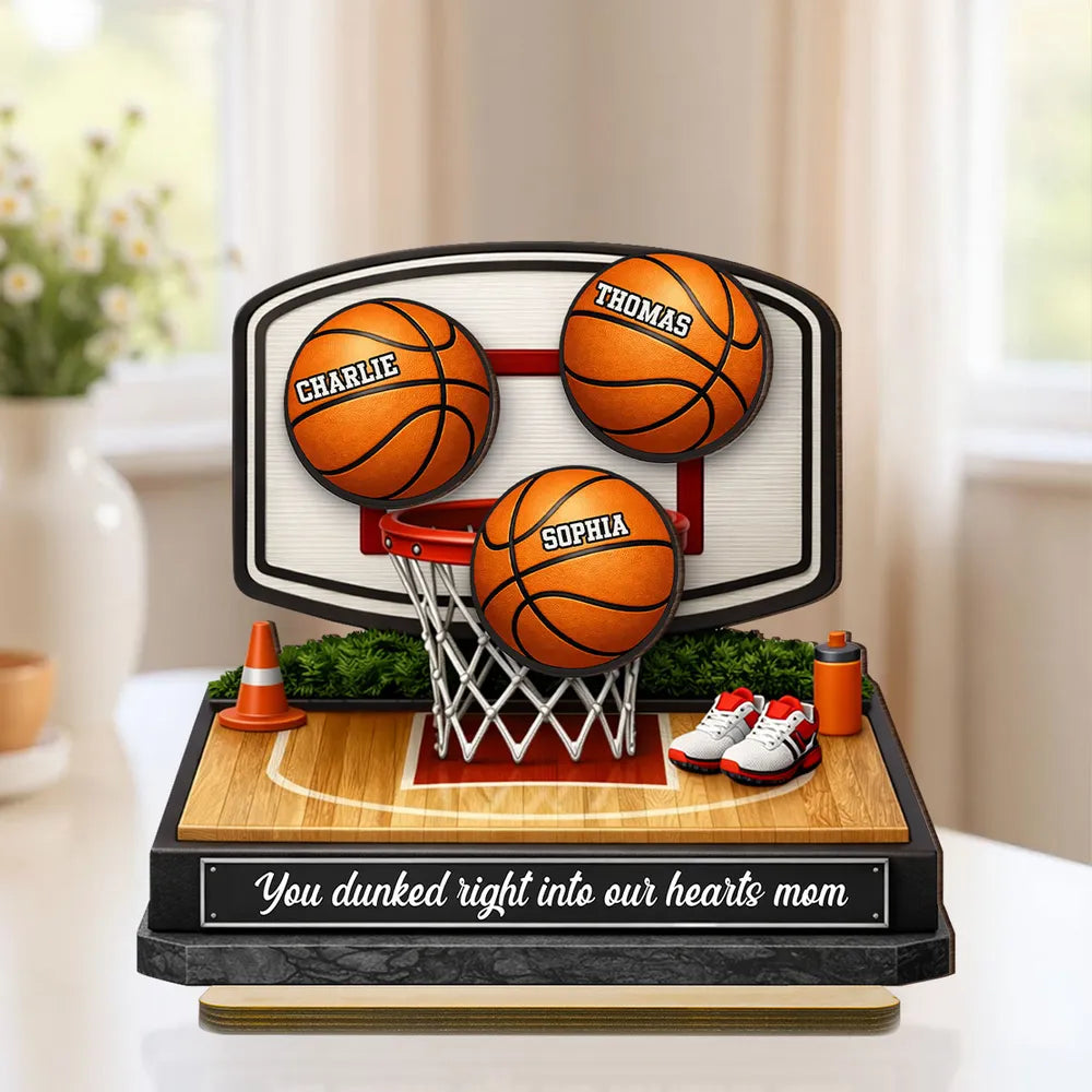 Personalized 2-Layer Wooden Plaque Basketball Hoop Scene for Mom, We Scored the Best Mom, Unique Sports Mom Gift
