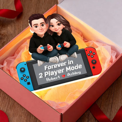Personalized Acrylic Light Box Gamer Couple Holding Controllers, Starry Night Warm Glow Bedroom Decor, Unique Gift