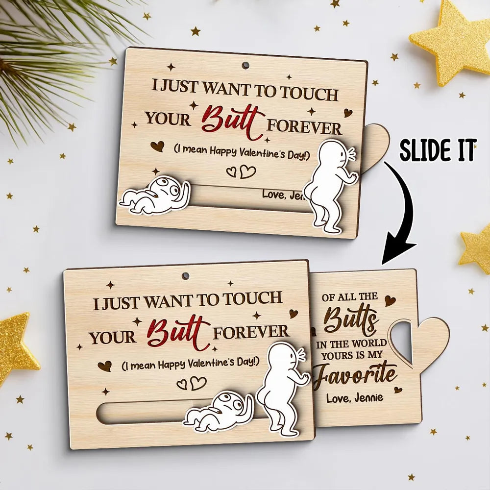 Personalized Wooden Sliding Ornament Funny Butt Quote for Couples - Unique Valentine's Day Gift for Him or Her