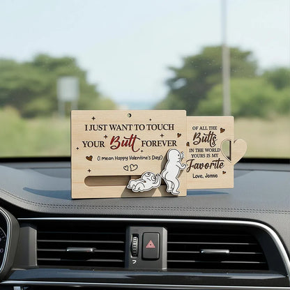Personalized Wooden Sliding Ornament Funny Butt Quote for Couples - Unique Valentine's Day Gift for Him or Her