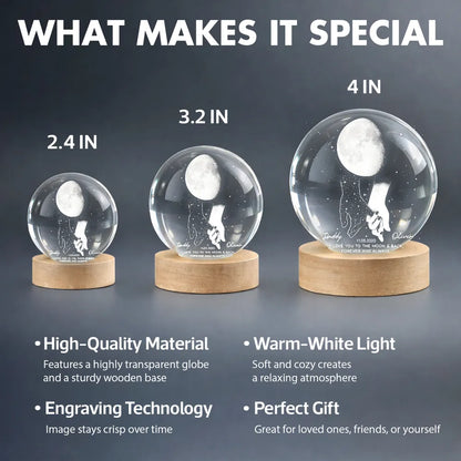 Personalized Globe Lamp with holding hands under the moon, unique memorial gift to keep them close