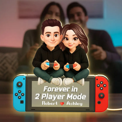 Personalized Acrylic Light Box Gamer Couple Holding Controllers, Starry Night Warm Glow Bedroom Decor, Unique Gift