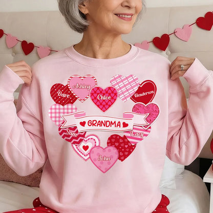 Personalized Grandma Hearts Classic Tee for Grandkids Names Cute Valentine Style Unique Gift for Grandma