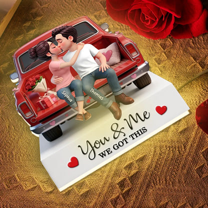 Personalized Couple Kissing in Red Truck Acrylic Light Box, Warm Glow Bedroom Decor, Unique Romantic Gift for Him or Her