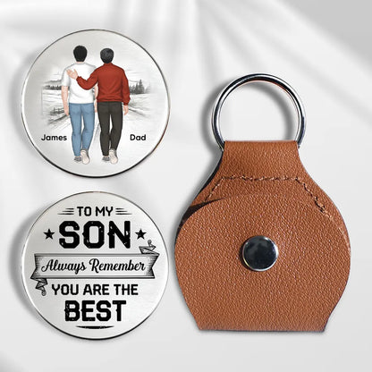 To My Son Pocket Hug, Custom Love Token with Back View Illustration, Unique Gift from Dad