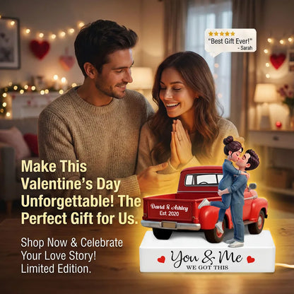You & Me We Got This Acrylic Light Box Warm Glow Kissing Couple in Pickup Truck Scene A Sweet Custom Keepsake Gift