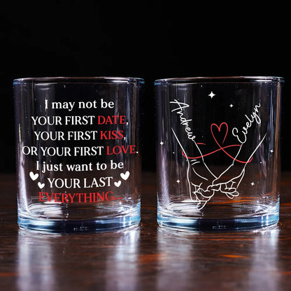 Personalized 'Your Last Everything' Whiskey Glass, Romantic Holding Hands Design, Unique Engraved Gift for Couples