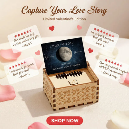 Personalized Moon Phase Wooden Music Box with Your Song, Starry Night Keepsake, Unique Romantic Gift for Couples