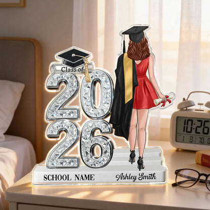 Personalized Shaped Acrylic Block Plaque Graduation Keepsake, Class Of Design With Cap, Unique Gift For Graduate