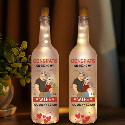 Personalized Bottle Lamp with Funny Girlfriend Cartoon, Warm Glow Bedroom Accent, Unique Gift for Girlfriend