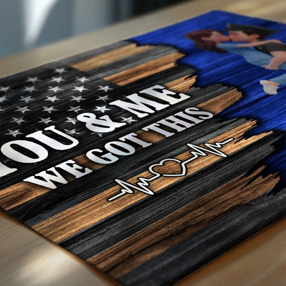 Personalized Police Couple Poster, Kissing Embrace, You & Me We Got This, Unique Gift for Him or Her