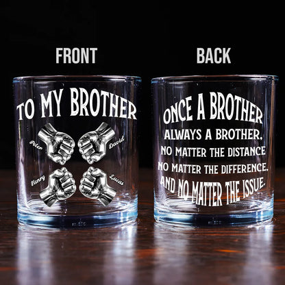 Once A Brother Always A Brother Whiskey Glass, Personalized - Meaningful Long-Distance Gift For Brothers