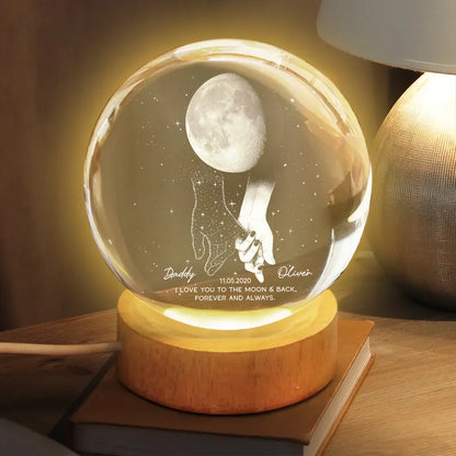Personalized Globe Lamp with holding hands under the moon, unique memorial gift to keep them close