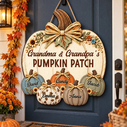 Grandma & Grandpa's Pumpkin Patch Personalized Wooden Sign, Heartwarming Family Decor, Creative Gift for Grandparents