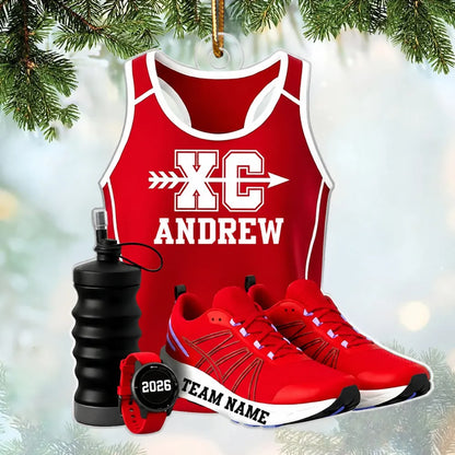 Personalized Acrylic Ornament, Red Cross Country Gear, Unique Christmas Gift for Runner