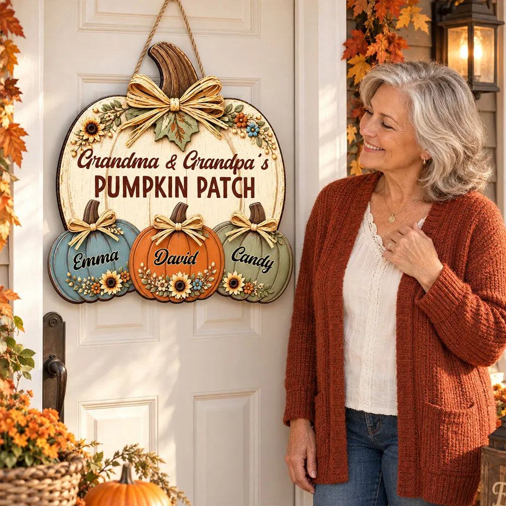 Grandma & Grandpa's Pumpkin Patch Personalized Wooden Sign, Heartwarming Family Decor, Creative Gift for Grandparents