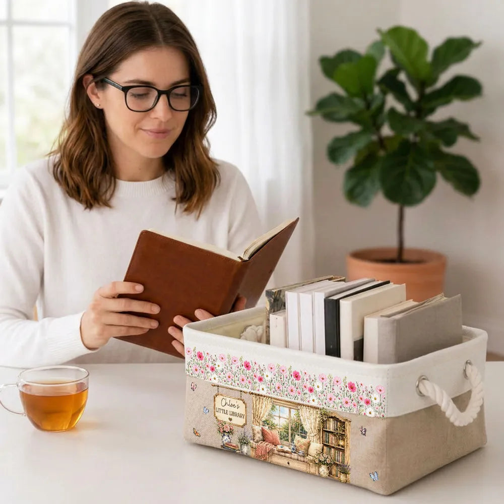 Cotton Linen Rope Basket, Personalized Cozy Reading Corner Design, Creative Gift for Readers