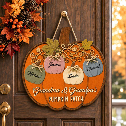 Personalized Wooden Sign, Grandma & Grandpa's Pumpkin Patch, Unique Autumn Gift for Grandparents