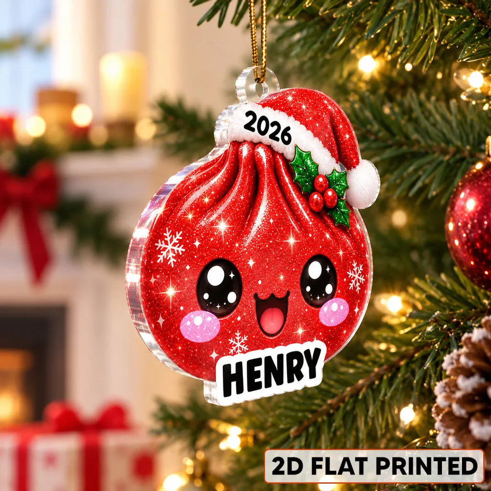 Cheerful Christmas Dumpling Acrylic Ornament, Personalized Tree Keepsake, Creative Gift for Kids and Families