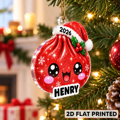Cheerful Christmas Dumpling Acrylic Ornament, Personalized Tree Keepsake, Creative Gift for Kids and Families
