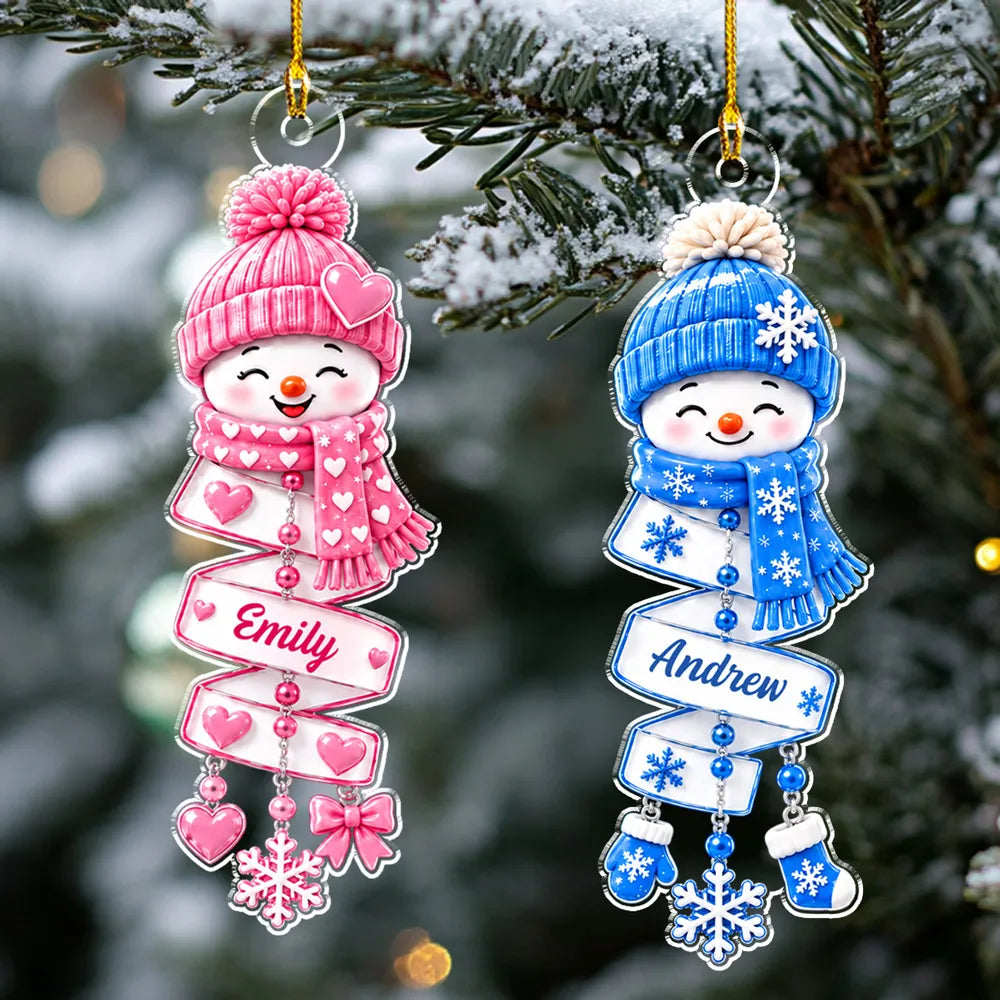 Personalized Acrylic Ornament, Cheerful Snowman in Festive Colors, Creative Christmas Gift for Kids