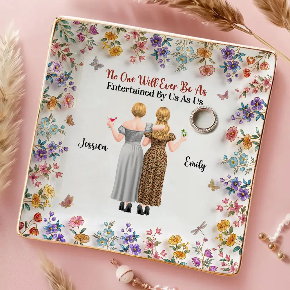 Funny Friendship Jewelry Dish, Personalized Friends Holding Drinks, Unique Creative Gift for a Best Friend