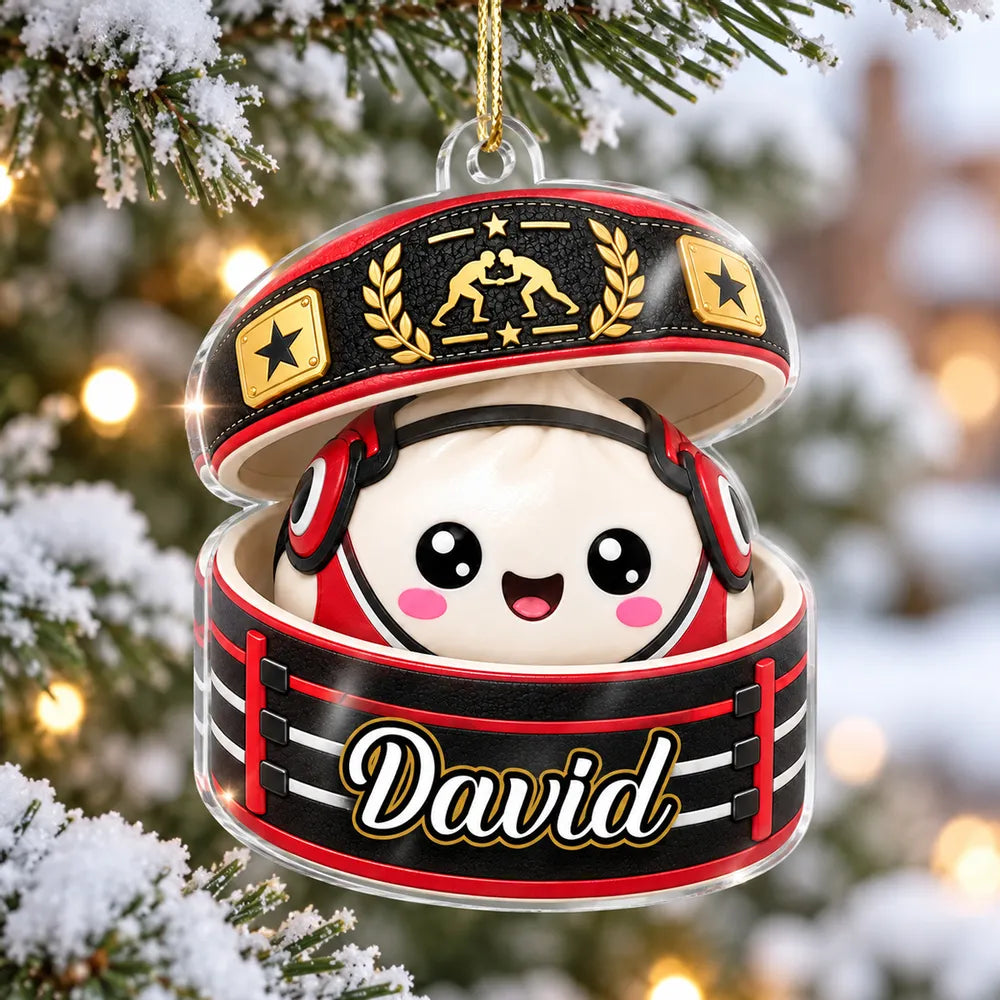 Personalized Acrylic Ornament, Cheerful Golf Ball on a Snowy Tree, Creative Keepsake Gift for Son or Daughter