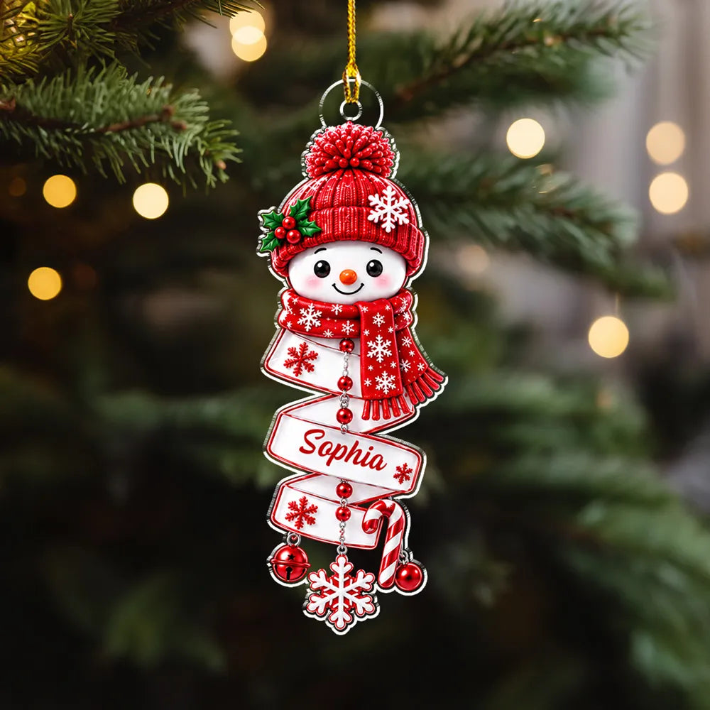 Personalized Acrylic Ornament, Cheerful Snowman in Festive Colors, Creative Christmas Gift for Kids
