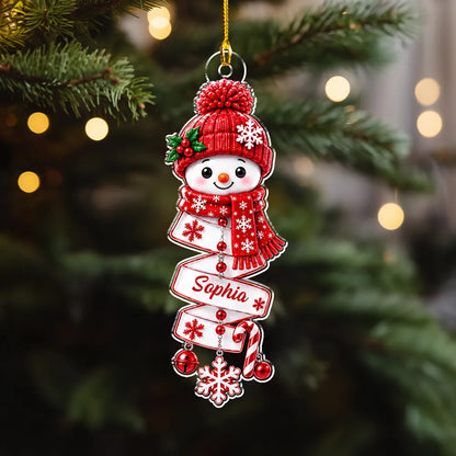 Personalized Acrylic Ornament, Cheerful Snowman in Festive Colors, Creative Christmas Gift for Kids