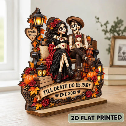 Till Death Do Us Part Personalized 2-Layer Wooden Plaque, Skeleton Couple Creative Gift for Him or Her