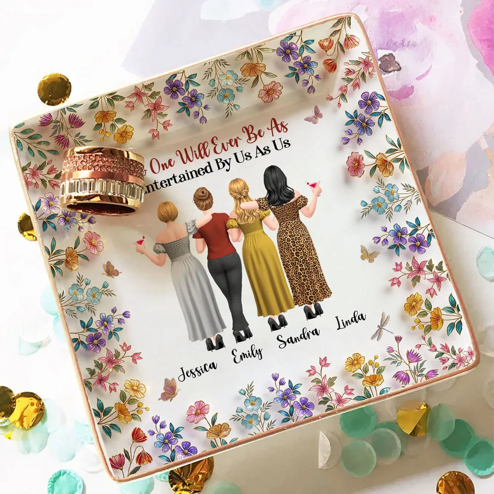 Funny Friendship Jewelry Dish, Personalized Friends Holding Drinks, Unique Creative Gift for a Best Friend