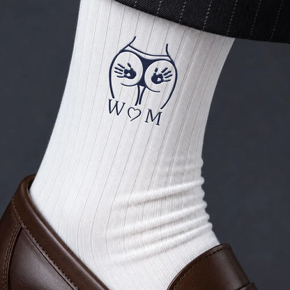Embroidered Socks with Stitched Love Motif for Formal Attire, Personalized Creative Gift for Husband or Boyfriend