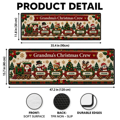 Standard Doormat with Grandma's Christmas Crew Train, Personalized Family Keepsake and Creative Christmas Gift