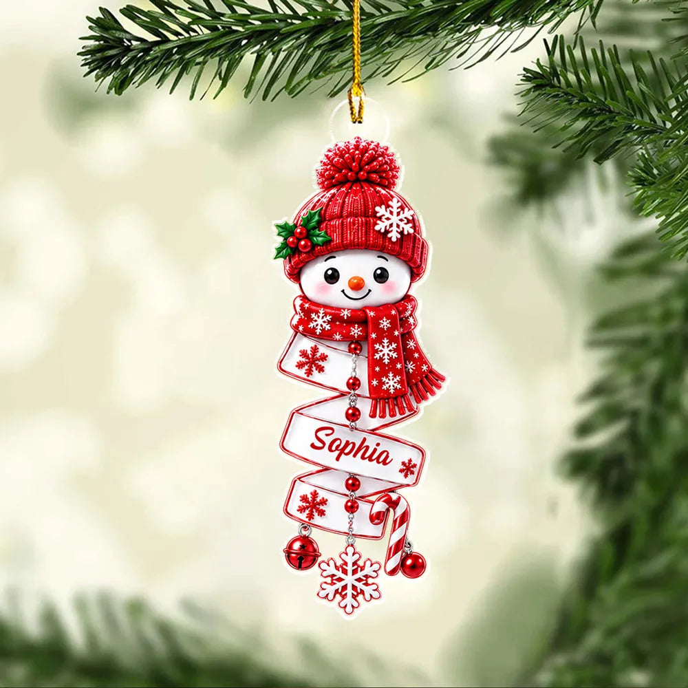 Personalized Acrylic Ornament, Cheerful Snowman in Festive Colors, Creative Christmas Gift for Kids