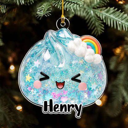 Personalized Cute Dumpling Acrylic Ornament, Colorful Christmas Tree Decor, Unique Gift for Family