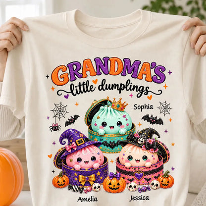 Personalized Grandma's Little Dumplings Classic Tee, Cute Halloween Illustration, Unique Gift for Grandma