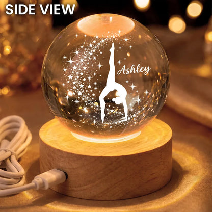 Warm Amber Globe Lamp with Starlit Split Handstand, Personalized Creative Gift for a Daughter or Granddaughter