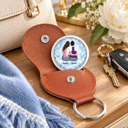 Personalized Pocket Hug with Friends Embracing Under a Blue Sky, Unique Keepsake Gift for a Best Friend