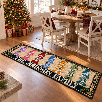 Personalized Snowman Family Standard Doormat, Colorful Christmas Entryway Decor, Unique Gift for Family